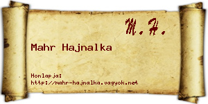 Mahr Hajnalka névjegykártya